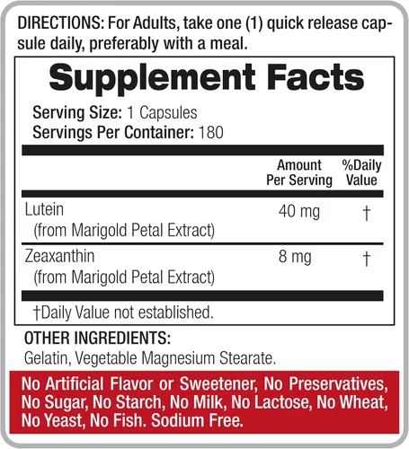 Miniatura 5 de FITO MEDIC'S Lab Luteína 180 Cápsulas 40 mg Suplementos de Luteína 40 mg Luteína y zeaxantina Extracto Concentrado Luteína 40 mg