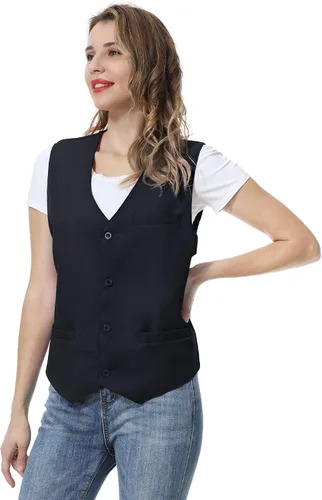Miniatura 2 de TOPTIE Chaleco unisex con botones para uniforme de trabajo