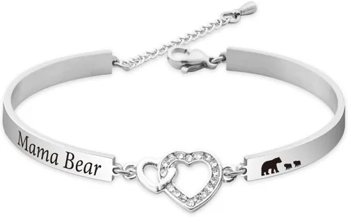 BOSATE Pulsera Mama Bear – Regalos para nueva mamá, joyería de oso polar, joyería de dulce familia