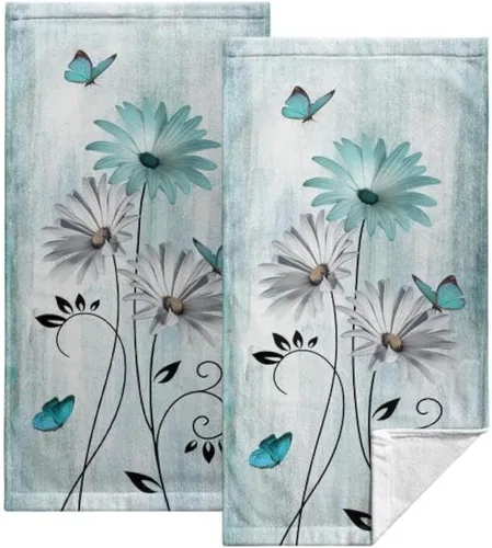 Miniatura 15 de Toallas de Mano Azul Gris Marrón para Baño Negras Pintura Moderna de Arte Abstracto Toallas de Cocina Suave Absorbente Toalla de Huésped Punta