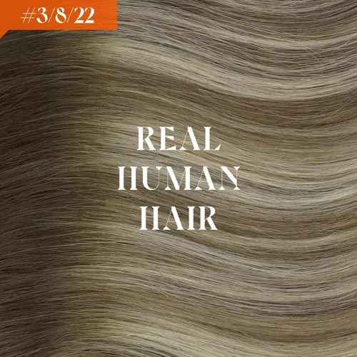 Miniatura 9 de Sunny Hair - Extensiones de cabello humano con banda invisible, color marrón a marrón claro con rubio medio (#3/8/22), 12 pulgadas
