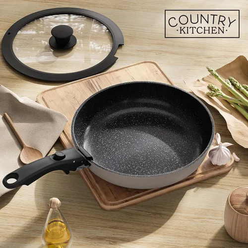 Miniatura 9 de Juego de utensilios de cocina Country Kitchen con mango extraíble, juego de ollas y sartenes apto para horno y RV, gris/negro, original