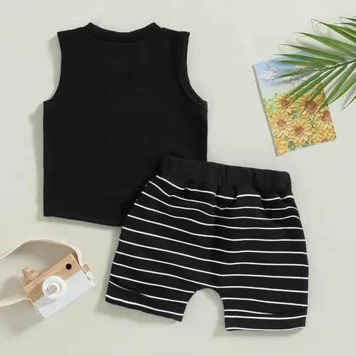 Miniatura 6 de Conjunto de pantalones cortos para niños pequeños, camiseta estampada junto al mar, 2 piezas, ropa de verano