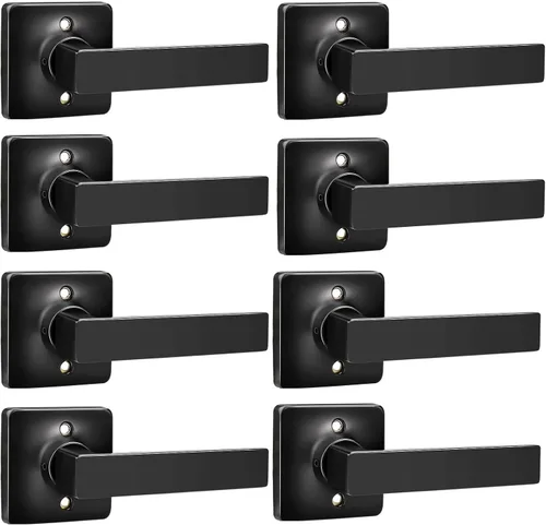 Miniatura 32 de GOBEKOR Paquete de 1 manija de paso, manijas de puerta negras para cerradura de puerta de armario, manija de puerta interior sin llave con cerradura