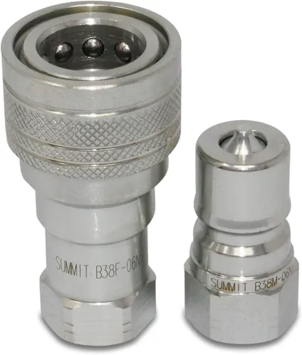Miniatura 3 de Summit Hydraulics Juego de acoplamiento/acoplador hidráulico de desconexión rápida NPT ISO 7241-B de 3/8