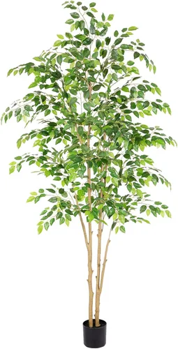Nafresh Árbol de ficus artificial alto resistente a los rayos UV, 7 pies (84 pulgadas) con textura realista, árbol de ficus sintético en maceta,