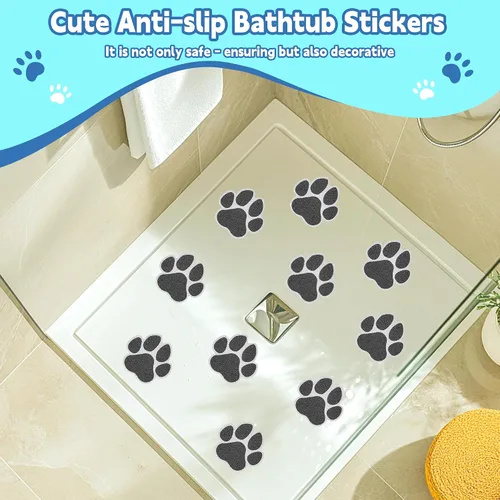 Miniatura 3 de Secopad Adhesivos antideslizantes para bañera, 20 unidades grandes de seguridad para bañeras, duchas, peldaños adhesivos con raspador premium (negro)