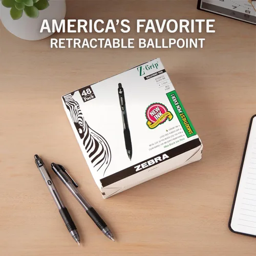 Miniatura 2 de Zebra Pen Z-Grip - Bolígrafo retráctil de punta media, 3/64 pulgadas, tinta negra, 12