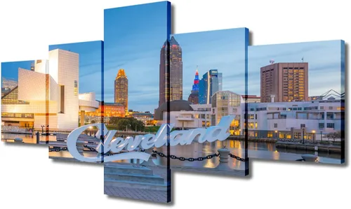 Miniatura 79 de TUMOVO Fotos en lienzo de Estados Unidos, Cincinnati, Ohio, Skyline at Dusk para tu sala de estar, impresiones de paisaje urbano de rascacielos