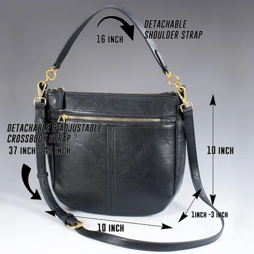 Miniatura 3 de Hobo Purses Totes Bolso de hombro de cuero vegano para mujer con correa cruzada desmontable