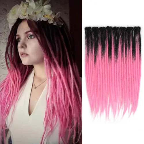 Miniatura 13 de Extensiones de cabello con clip de 16 pulgadas, extensiones de rastas sintéticas de color negro a bolnde de 16 pulgadas, 8 piezas de 32 hebras