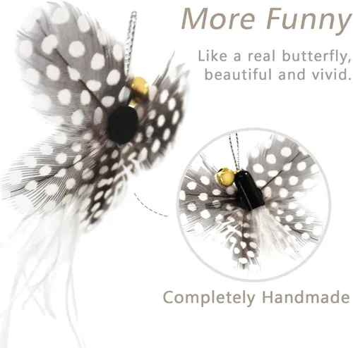 Miniatura 3 de SONGWAY Varita de juguete de repuesto para gatos, 8 piezas de juguetes de insectos para gatos, recambios de juguete de plumas de gato, accesorios
