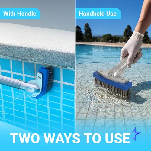 Miniatura 9 de BlueStars Cepillo de piscina resistente de 5 pulgadas con alambre de cerdas de acero inoxidable y mango de aluminio de 5 pulgadas, adecuado