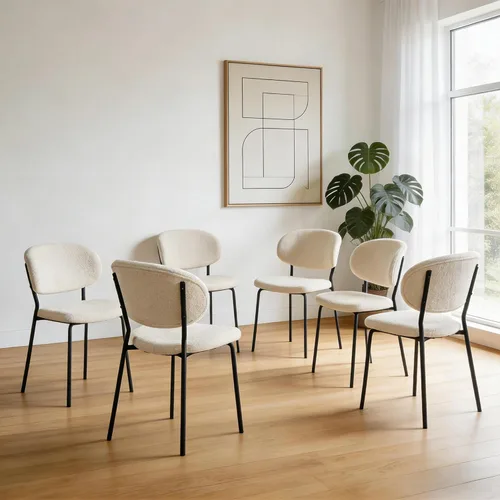 Miniatura 13 de Homedot Juego de 2 sillas de comedor tapizadas negras, modernas sillas de cocina de mediados de siglo tapizadas con cojín acolchado para comedor