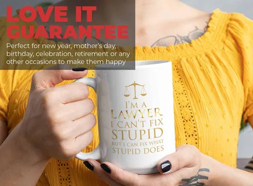 Miniatura 7 de Bubble Hugs Lawyer - Taza de café de 15 onzas, color blanco – I'm A lawyer I Can't Fix Stupid – Funny Witty Attorney US Court Feminist Law Juez