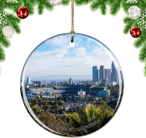 Miniatura 14 de California Los Ángeles Battleship Museum USA Christmas Tree Adorno Decoración Colgante Colgante Decoración City Travel Souvenir Collection Porcelana