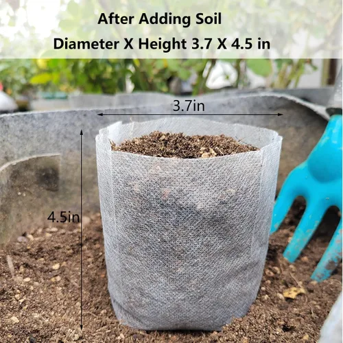 Miniatura 5 de Belit Bolsas de cultivo para guardería, 100 macetas de tela no tejidas para plantar semillas de jardinería, papa, flores, plantas de tomate