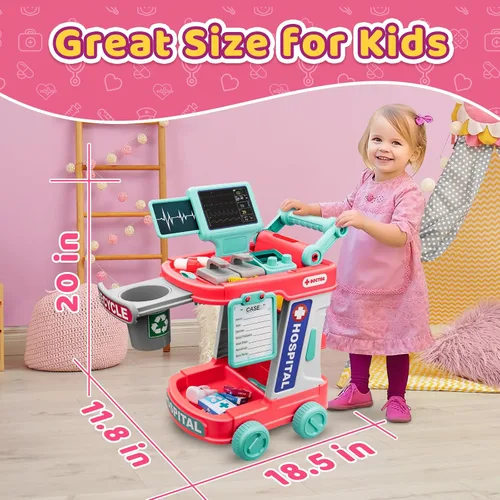 Miniatura 8 de Kit de médico para niños – Juego de doctor de simulación para niños pequeños con estetoscopio – Juego médico de juguete para niños y niñas – Kit