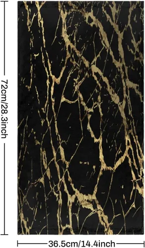 Miniatura 2 de Bardic Juego de 2 toallas de mano de mármol negro y dorado, textura de mármol, suaves y altamente absorbentes, toalla de cara para baño, cocina