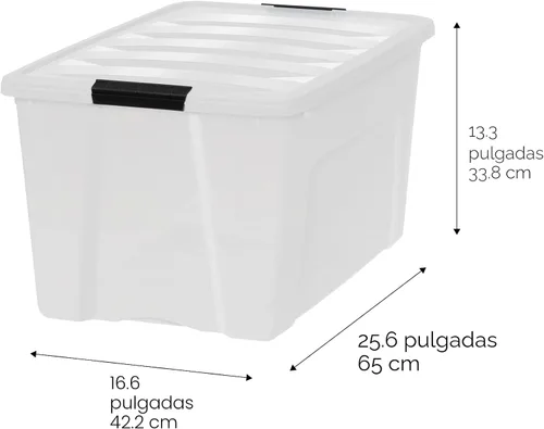 Miniatura 2 de IRIS Contenedores de almacenamiento de plástico apilables de 72 cuartos de galón con tapas, paquete de 4 unidades, sin BPA, fabricados en Estados