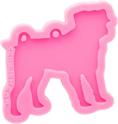 Miniatura 2 de Llavero de perro brillante brillante molde de resina epoxi molde de silicona con agujero de dibujos animados animal resina epoxi artesanía molde