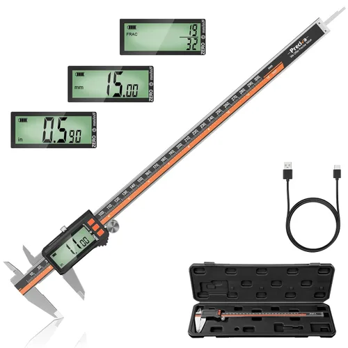 Miniatura 8 de Preciva Calibre Digital - Micrómetro Recargable de Acero Inoxidable con Protección IP54 Apagado Automático, Pantalla LCD Grande y Conversión