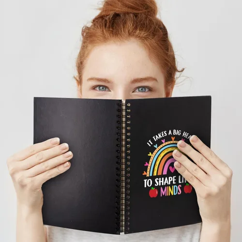Miniatura 5 de It Takes A Big Heart - Cuadernos en espiral de tapa dura de 160 páginas de 6 x 8 pulgadas para escribir y dibujar, divertido diario negro arcoíris