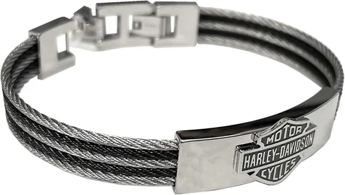 Miniatura 2 de Harley-Davidson Men's Bar & Shield Logo Steel Cable ID Bracelet, HSB0068