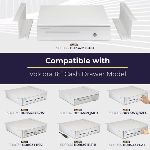 Miniatura 6 de Volcora Cash Drawer Under Counter Mounting Metal Bracket - Black Heavy Duty Steel Mounting Brackets for Under Desk Installation - Under Cabinet