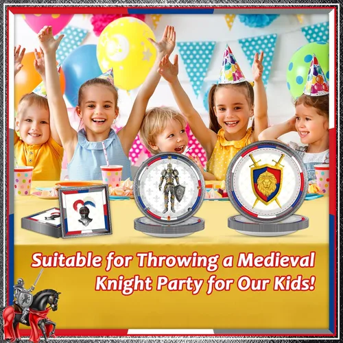 Miniatura 4 de chiazllta 96 piezas de decoraciones medievales para fiestas de cumpleaños de castillo, platos de papel y servilletas, suministros de cumpleaños