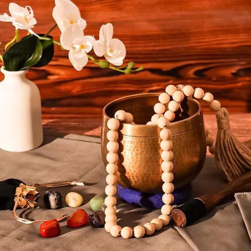 Miniatura 4 de Set de cuencos tibetanos de canto de Relaehih - martillados a mano en Nepal, cuenco de sonido para meditación, yoga, chakra, accesorios de Azul