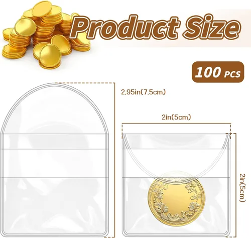 Miniatura 2 de Vmiapxo Paquete de 100 fundas para monedas de un solo bolsillo, soportes protectores de monedas de plástico transparente de 2 x 2 pulgadas