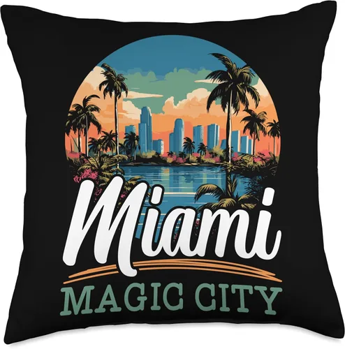Miniatura 4 de Miami City Florida USA SteMi Apparel Miami City Florida USA America United States Throw Pillow, 16x16, Multicolor