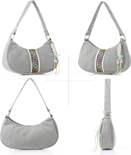 Miniatura 3 de Bolso Hobo para mujer, mini bolso de hombro de tela