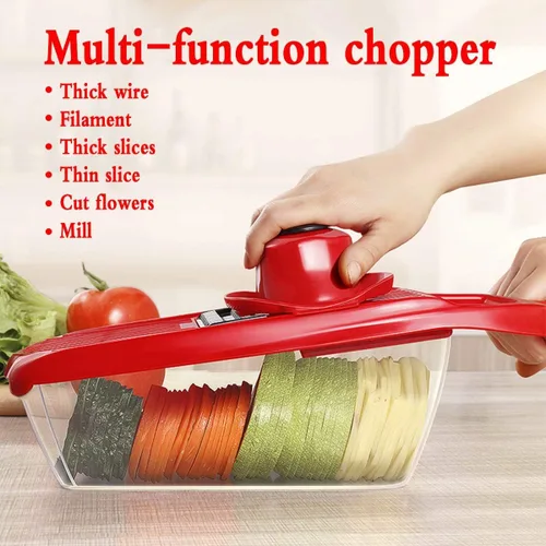 Miniatura 6 de Cortador de verduras multifunción 6 en 1, mandolina, picadora de papas, cortador de alimentos con recipiente de almacenamiento y pelador