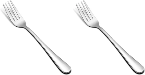 Miniatura 9 de HIWARE Juego de cubiertos de 24 tenedores de acero inoxidable de grado alimenticio, apto para lavavajillas, 8 pulgadas