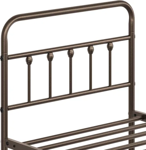 Miniatura 9 de Yaheetech Base de cama clásica de metal con base de colchón con estilo victoriano, cabecera, estribo, almacenamiento debajo de la cama, no necesita