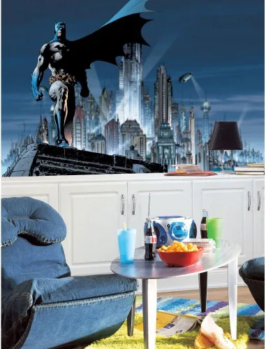 Miniatura 2 de RoomMates JL1066M Batman - Mural de pared extraíble en aerosol y palo de Batman, 10.5 pies x 6 pies, color negro