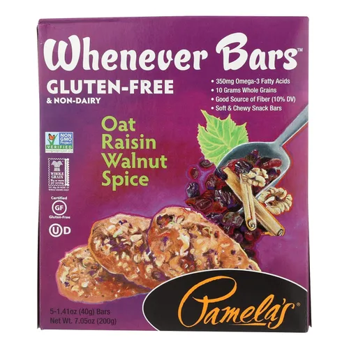 Miniatura 8 de Pamela's - Barras Whenever sin gluten, almendra de arándano, especias de nuez pasa, limón arándano y coco con chispas de chocolate, 7.05 onzas