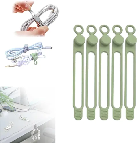 Miniatura 22 de Bridas de silicona para cables, organizador de cables de silicona, organizador de cables reutilizable, organizador de cables multiusos para viajes