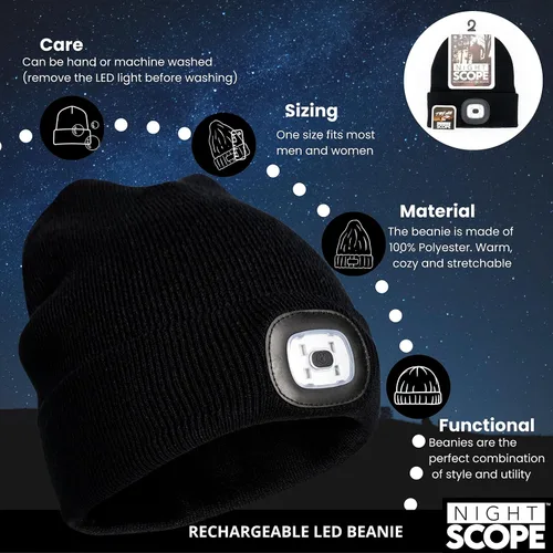 Miniatura 3 de Night Scope Rechargeable LED Warm Knit Beanie foe Women Men