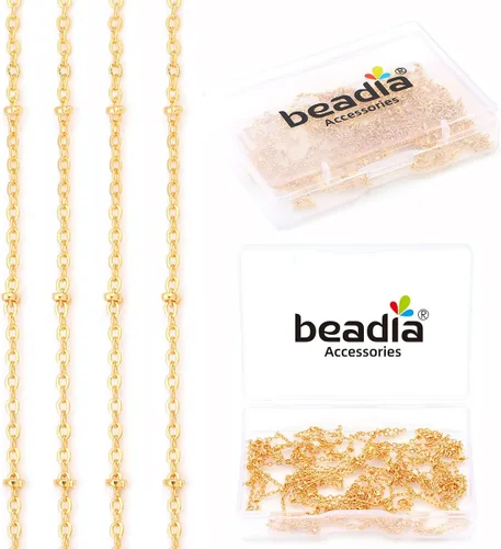 Miniatura 16 de Beadia - Cadenas ovales bañadas en oro de 18 quilates de 5 mm y 1 metro para la fabricación de joyas Cadena ovalada O