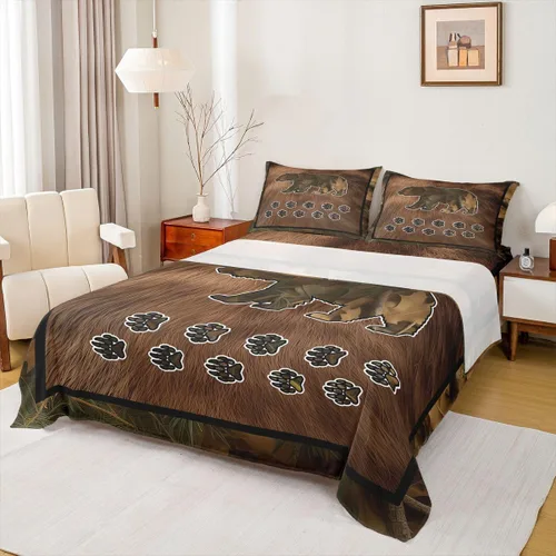 Miniatura 50 de Rustic Lodge - Juego de sábanas tamaño individual con diseño de oso y alce, diseño de retazos, color rojo y negro, a cuadros, ropa de cama de Multi