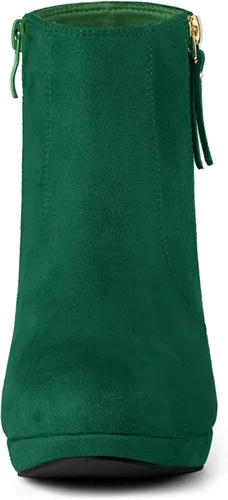 Miniatura 2 de Allegra K Botines de tacón grueso con cremallera lateral para mujer