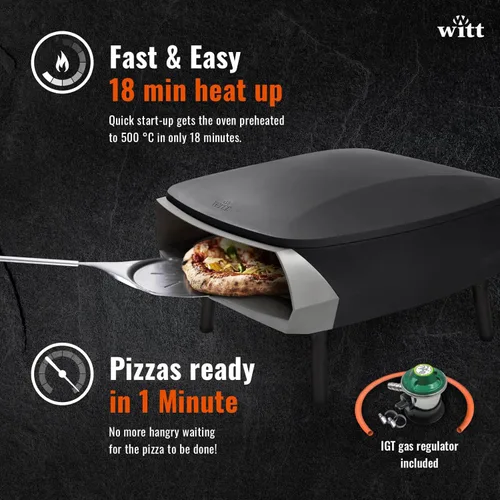 Miniatura 6 de Horno de pizza Witt ETNA Fermo galardonado – Horno de pizza tradicional – Calentamiento rápido a 932.0 °F, capacidad de 15.9 in, cocción de 60 negro