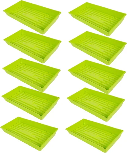 Miniatura 10 de SUNPACK Bandeja de inicio de semillas de plástico de 10 x 20 pulgadas, color negro, 2.5 pulgadas, sin agujeros de drenaje, ideal para invernaderos
