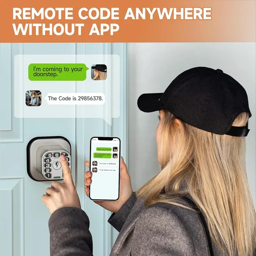 Miniatura 5 de Richelock Pomo de puerta cuadrado con teclado, cerradura de puerta de entrada Keylees con cilindro, bloqueo automático, impermeable y resistente a