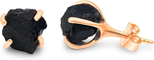 Miniatura 59 de Aretes de piedra preciosa natural en bruto con oro rosa sobre plata de ley 925, 6 a 0.276 in, regalo de piedra de nacimiento de calidad genuina