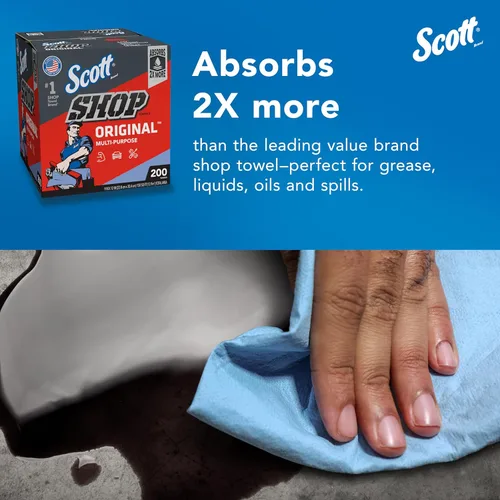 Miniatura 6 de Scott Shop Original Toallas azules (75190), toalla de papel similar a tela de 9 x 12 pulgadas (8 cajas de 200 hojas, 1600 hojas en total)
