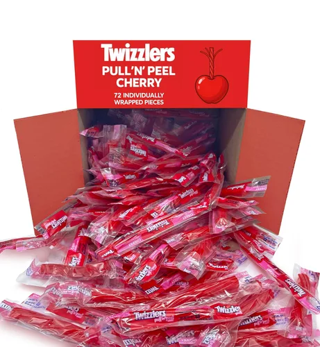 Miniatura 6 de Pullin Peel Cereza Caramelo de Regaliz – Paquete de 36 bocados envueltos individualmente, caramelo rojo suave y masticable, bolsa de 1 libra